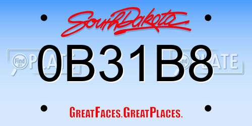 0B31B8 South Dakota License Plate