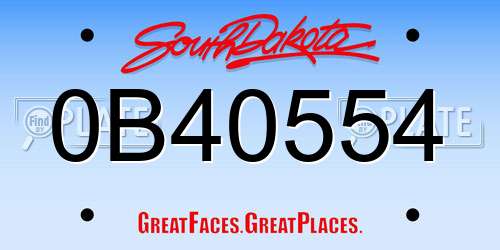 0B40554 South Dakota License Plate