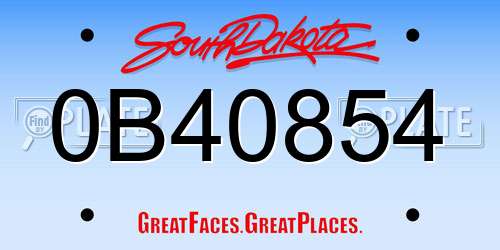 0B40854 South Dakota License Plate