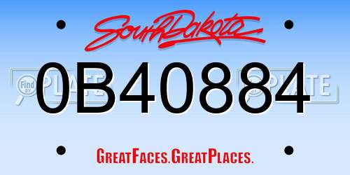 0B40884 South Dakota License Plate