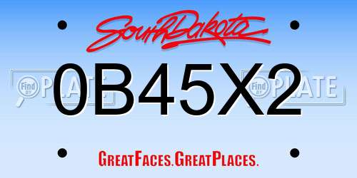 0B45X2 South Dakota License Plate