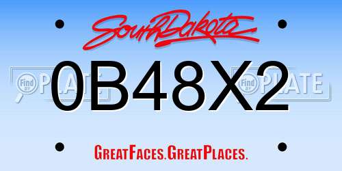 0B48X2 South Dakota License Plate