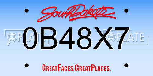 0B48X7 South Dakota License Plate