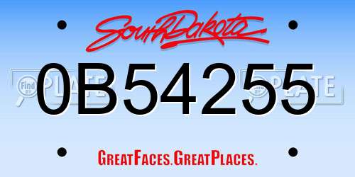 0B54255 South Dakota License Plate