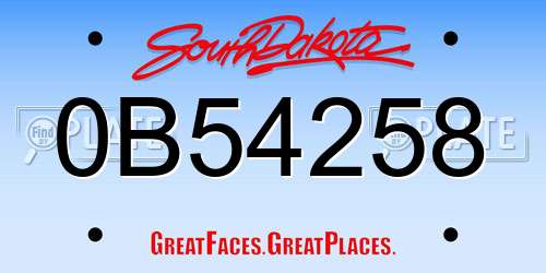 0B54258 South Dakota License Plate