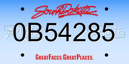 0B54285 South Dakota License Plate