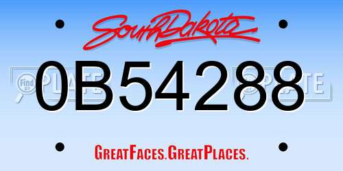 0B54288 South Dakota License Plate