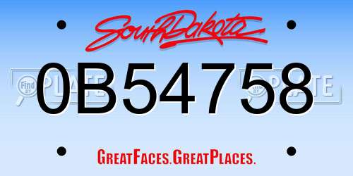 0B54758 South Dakota License Plate