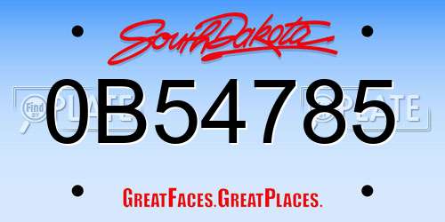 0B54785 South Dakota License Plate