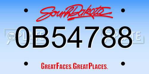 0B54788 South Dakota License Plate