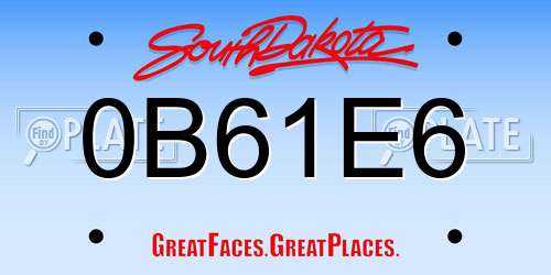 0B61E6 South Dakota License Plate