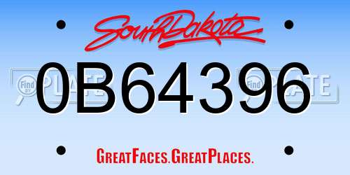 0B64396 South Dakota License Plate