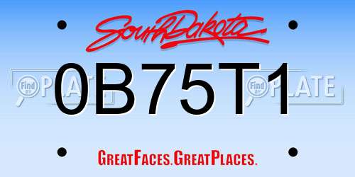 0B75T1 South Dakota License Plate