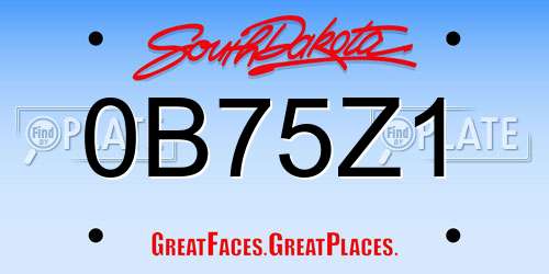 0B75Z1 South Dakota License Plate