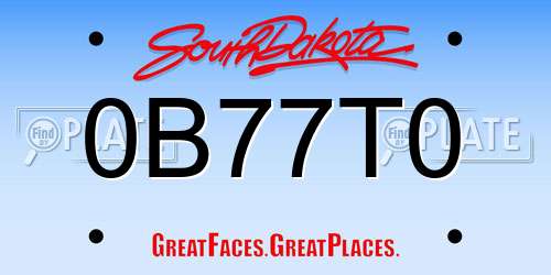 0B77T0 South Dakota License Plate