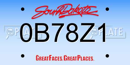 0B78Z1 South Dakota License Plate