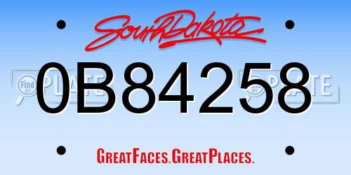 0B84258 South Dakota License Plate
