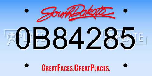 0B84285 South Dakota License Plate