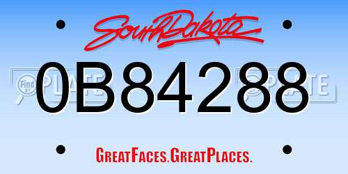 0B84288 South Dakota License Plate