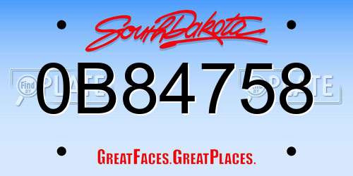 0B84758 South Dakota License Plate