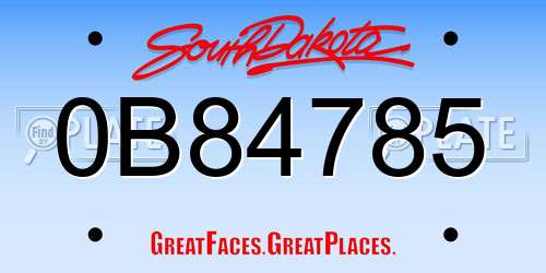 0B84785 South Dakota License Plate