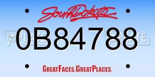 0B84788 South Dakota License Plate