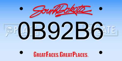 0B92B6 South Dakota License Plate