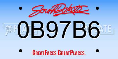 0B97B6 South Dakota License Plate