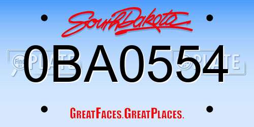 0BA0554 South Dakota License Plate