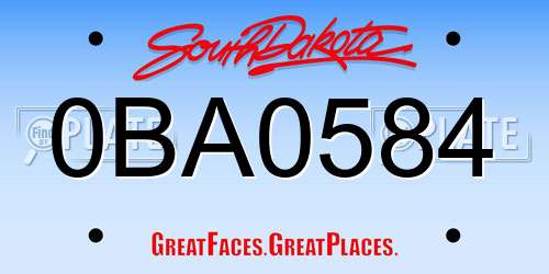 0BA0584 South Dakota License Plate