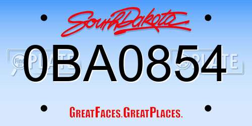 0BA0854 South Dakota License Plate