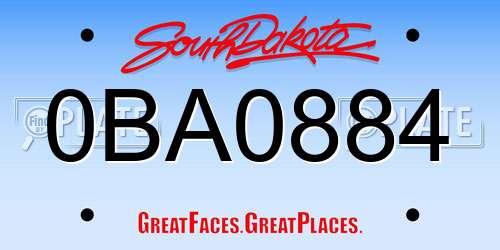 0BA0884 South Dakota License Plate