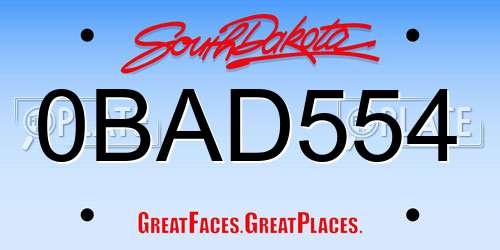 0BAD554 South Dakota License Plate