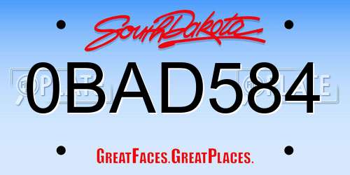 0BAD584 South Dakota License Plate