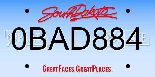 0BAD884 South Dakota License Plate