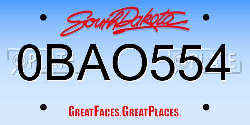 0BAO554 South Dakota License Plate