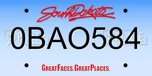0BAO584 South Dakota License Plate