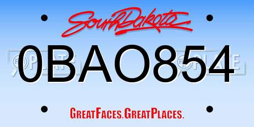 0BAO854 South Dakota License Plate