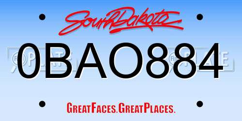 0BAO884 South Dakota License Plate