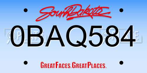 0BAQ584 South Dakota License Plate