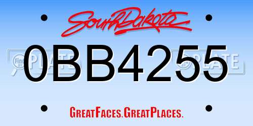 0BB4255 South Dakota License Plate