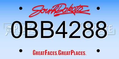 0BB4288 South Dakota License Plate