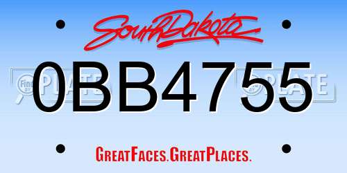 0BB4755 South Dakota License Plate