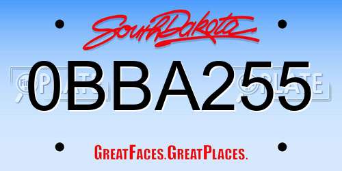 0BBA255 South Dakota License Plate