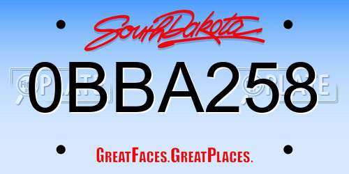 0BBA258 South Dakota License Plate