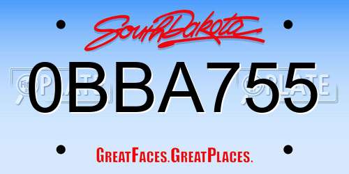 0BBA755 South Dakota License Plate