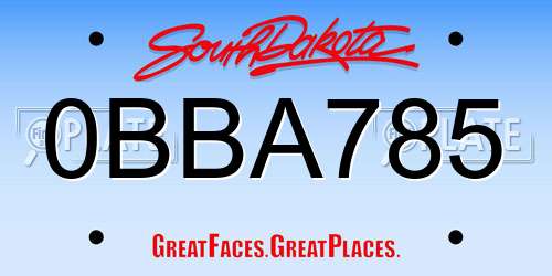 0BBA785 South Dakota License Plate