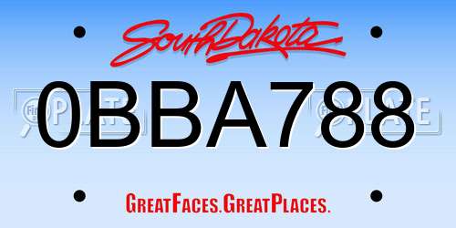 0BBA788 South Dakota License Plate