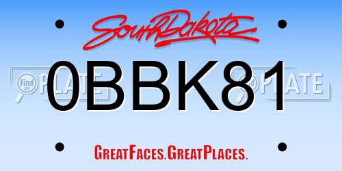 0BBK81 South Dakota License Plate