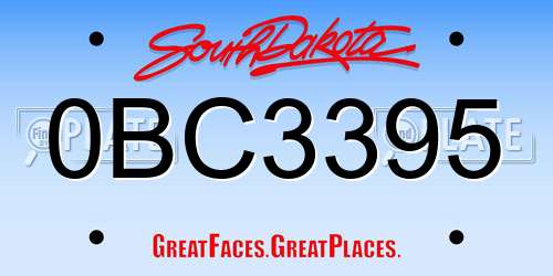 0BC3395 South Dakota License Plate